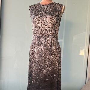 Lanvin Black and Silver Midi Dress